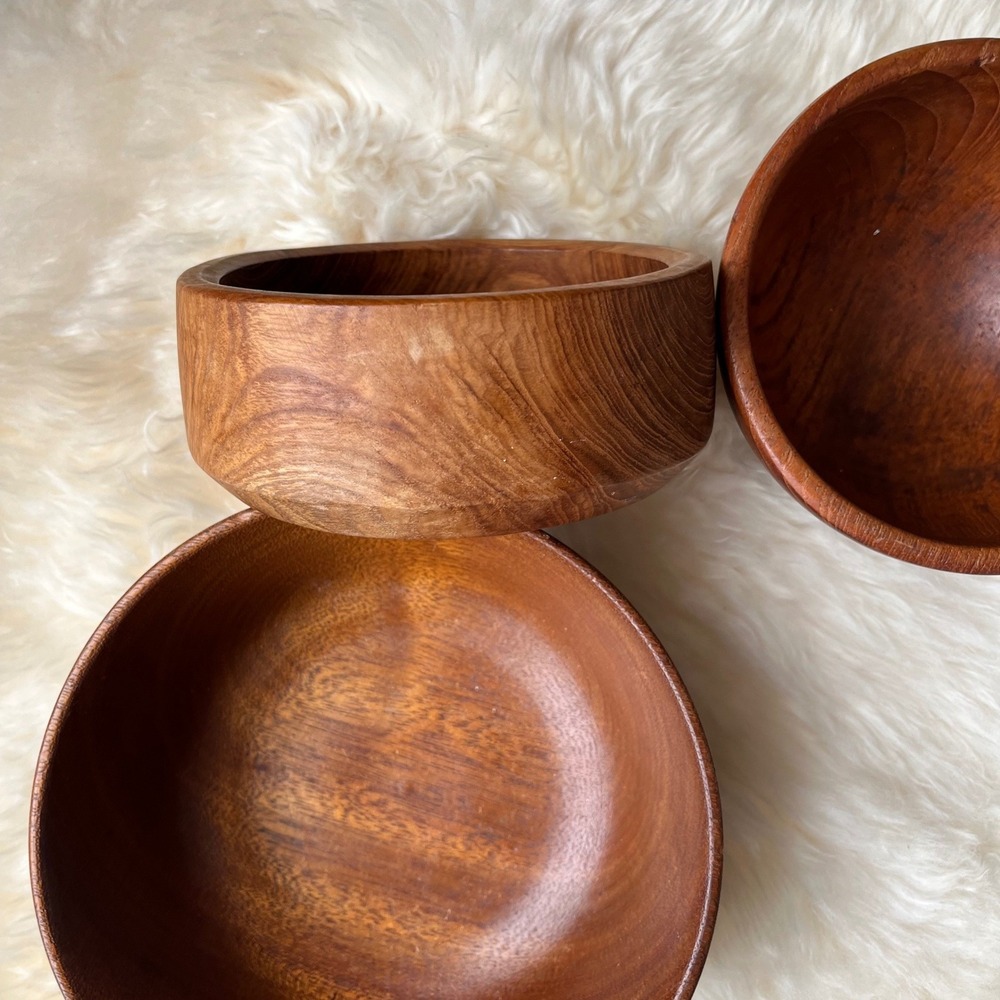MCM Teak Wooden Bowls (3) - Picture 4 of 7